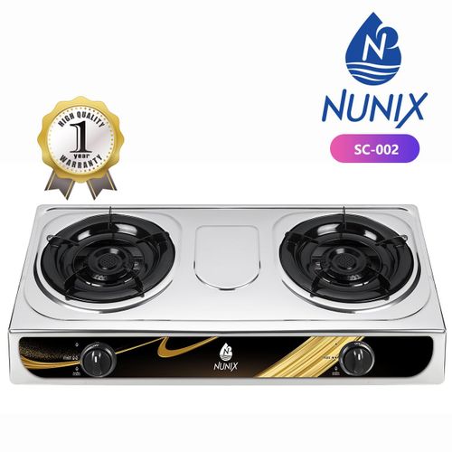 Nunix 2 Burner Table Top Cooker- Stainless Steel Top - Peacock Gas