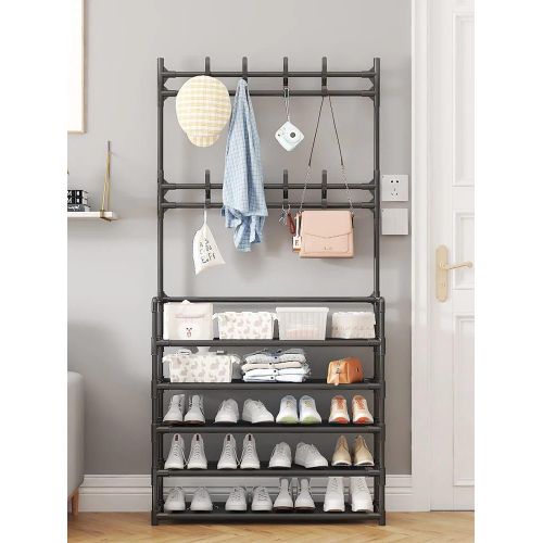 product_image_name-Generic-Strong 4 layer Detachable Metal Shoe Rack with 8 Double hooks-1