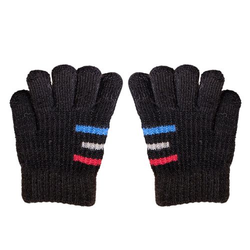 Generic Thickened Kids Gloves Cozy Striped Knit Gloves for Kids