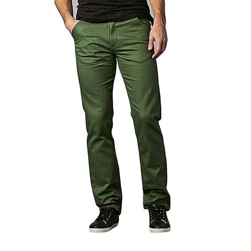 Fashion Soft Khaki Men's Trouser Stretch Slim Fit Casual-jungle Green ...