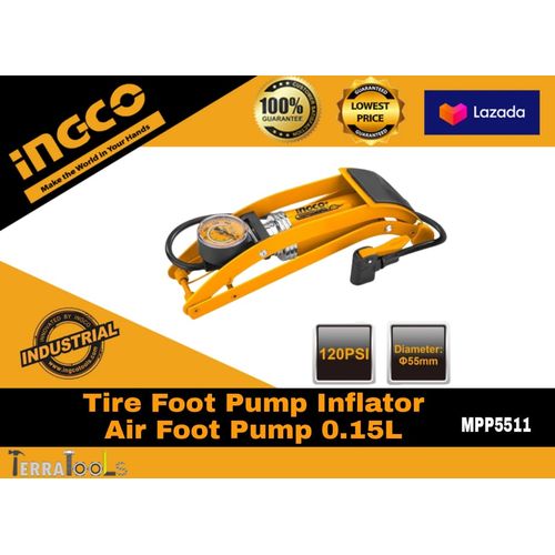 Ingco Foot Pump Bike Pump Car Tire Inflator Air Pump Bicycle Pump