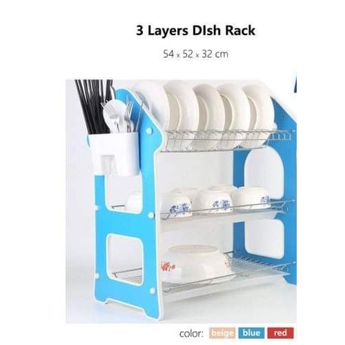 Rashnik 3 Tier Stainless Steel Plastic Drainer, Dish Rack & Board