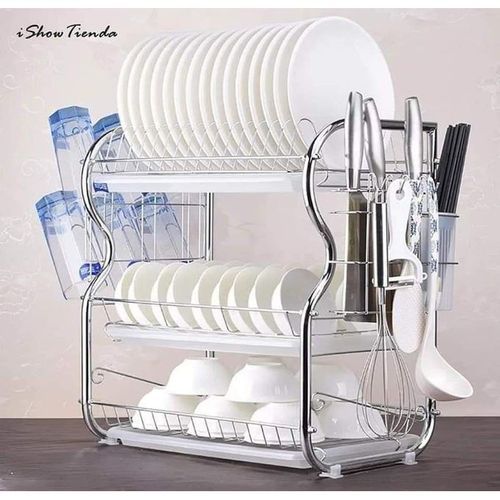 Nunix Utensils Rack 3 Tier Stainless Steel With Drain Board @ Best Price  Online