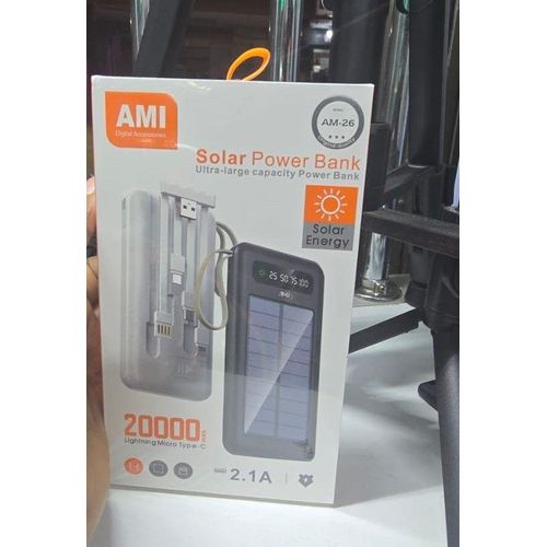 product_image_name-Generic-AMI AM-26 Solar Power Bank With Multi-Input Fast Charging & Dual Output 2.1A-2