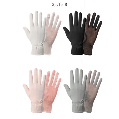 Fashion Women Gloves Summer Ladies Anti-UV Sunscreen Ice Silk Thin Gloves  Mesh Breathable Can Be Opened Fingertip Driving Gloves