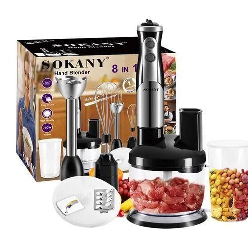 product_image_name-Sokany-8 In 1 Hand Blender Set-Handheld Stick Blender With Chopping Bowl, Whisk & 1L Measuring Jug,700W Polished With Turbo Speed ,Perfect For Soup, Smoothies, Puree, Dip, Baby Food & Chopped Vegetables-2
