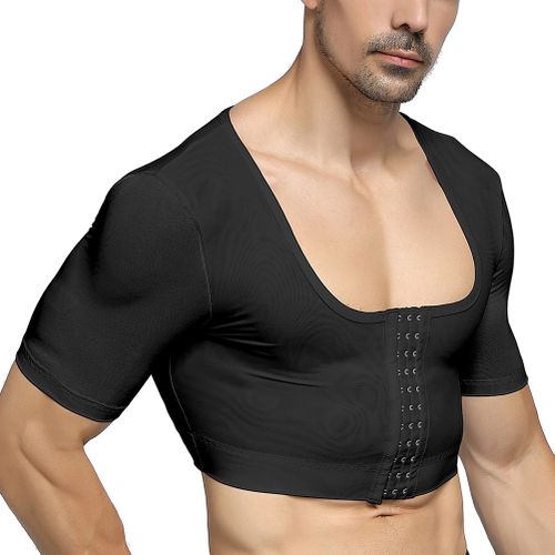 Generic Mens Shapewear Tops Body Shapers Short Sleeves Gynecomastia  Compression Shirts Hide Man Moobs Chest Binder Shaper Crop Top(#LQP292-Black)  @ Best Price Online