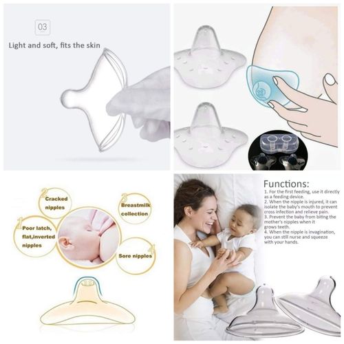 Silicone Breastfeeding Nipple Cover Shields  Protects from Baby Bite,  Nipple Wound & Infection Pain