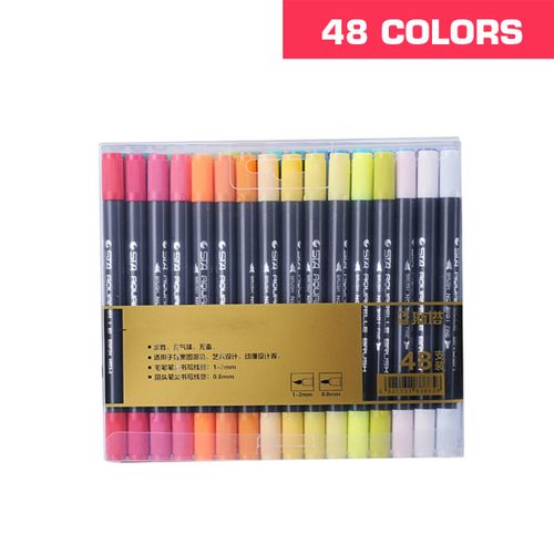 12/36 Colors Dual Tips Coloring Brush Marker Fineliner Color Pens
