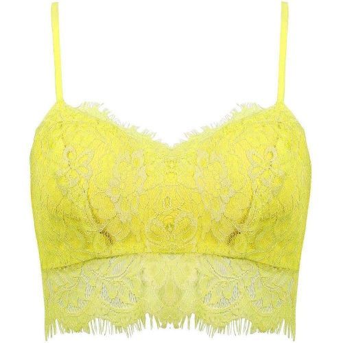 Yellow Lace Trim Strappy Bralette