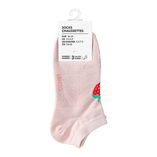 Miniso Colorful Women's Ankle Socks 3 Pairs (Red) — MSR Online