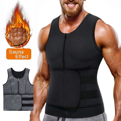 Fashion Corset Mens Slimming Belt Fitness Neoprene Sauna Suit For Men Waist  Trainer Vest Zipper Body Shaper With Adjustable Tank Top