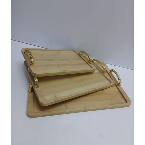 product_image_name-Generic-3 in 1 Bamboo Serving Tray Set with Gold Handles-2