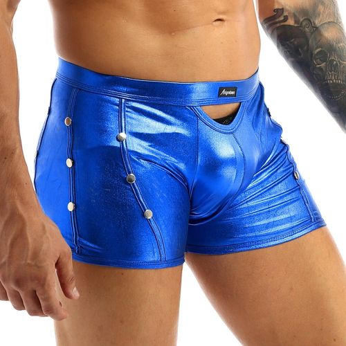Fashion Men Hollow Out Underwear Sex U Boxer Shorts S Imitation Leather  Lingerie @ Best Price Online