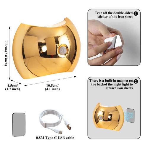 product_image_name-Generic-Motion sensor wireless magnetic night light Smart home decor USB rechargeable wall lamp-2