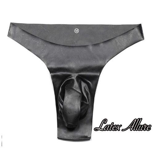 Transparent Black LATEX Briefs WITH handmade condom customized