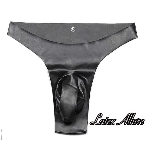 Fashion Men Latex Briefs Underwear With Penis Condom Straight