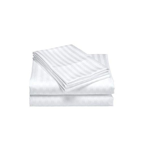 product_image_name-TC-6x6 White Stripped Bedsheet Set 4 Pcs (2 Bedsheets & 2 Pillowcases)-1
