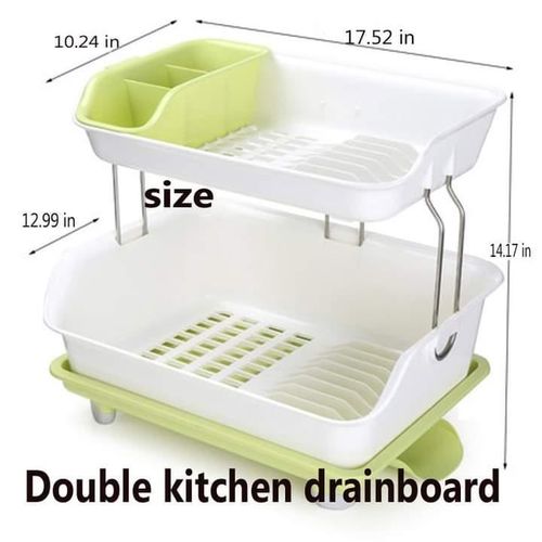 product_image_name-Generic-2-Layer Classy Dish Drainer – Stainless Steel & Plastic Kitchen Rack-2