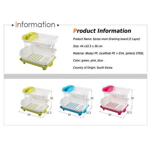 product_image_name-Generic-2-Layer Classy Dish Drainer – Stainless Steel & Plastic Kitchen Rack-4