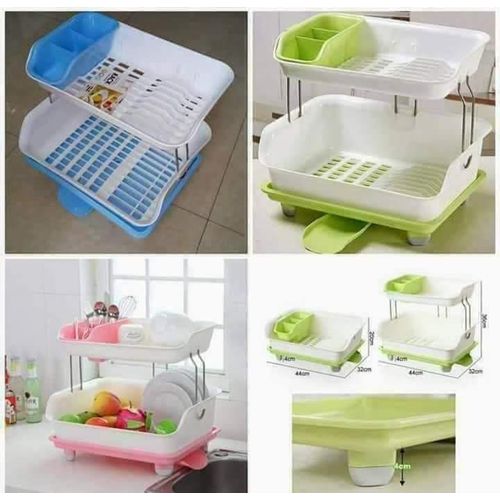 product_image_name-Generic-2-Layer Classy Dish Drainer – Stainless Steel & Plastic Kitchen Rack-5
