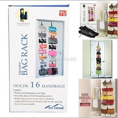 J&v Textiles Over The Door Purse Organizer For Wall Or Closet | Updated  Design | New Clips | Holds Up To 8 Bags | Black : Target