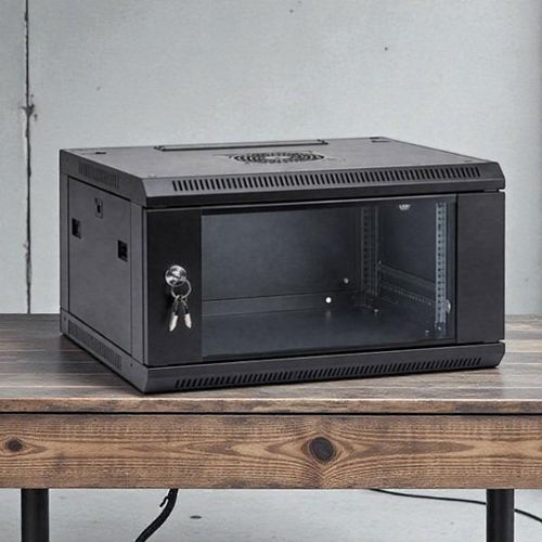product_image_name-Generic-Two Keys Supplied 6U Wall Mount Data Cabinet with Transparent Window & Cable Management-1