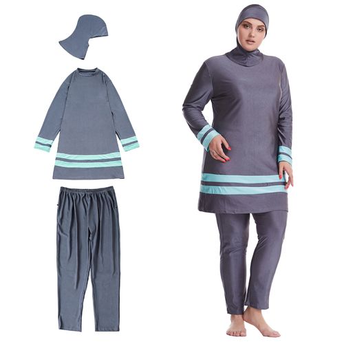 Generic Full Cover Swimwear Modest Swimsuit Muslim Swim Wear Gray
