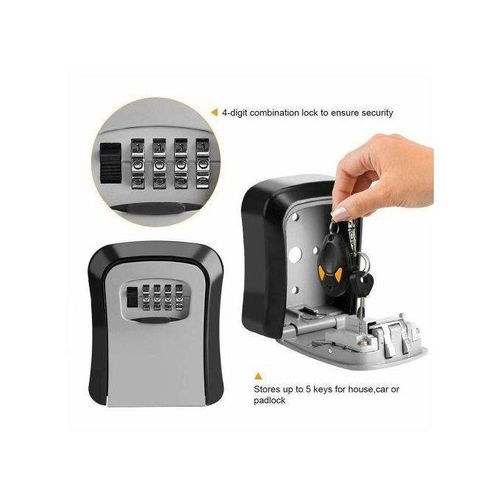 product_image_name-Generic-Key Lock Box :: Aluminum Alloy Material 4 Dial Password Key Lock Box - Grey-3