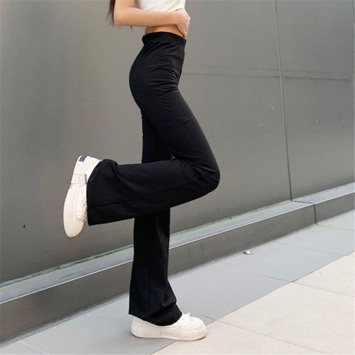 Spring New Elastic Waist Slim Flare Pants Solid Color All-match