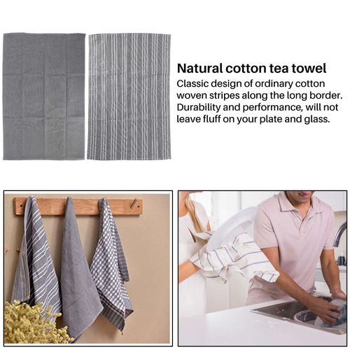 Classic Kitchen Towels, 100% Natural Cotton, The Best Tea Towels, Dish Cloth, Absorbent and Lint-Free, Machine Washable, 18 x 25 inch, 3 Pack, White