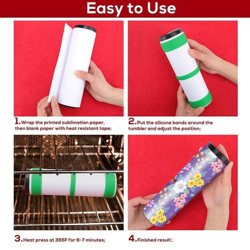 Generic Silicone Bands for Sublimation Tumbler 20&30 Oz,Elastic Sublimation  Silicone Paper Holder Ring with Gloves,Transfer Tape @ Best Price Online