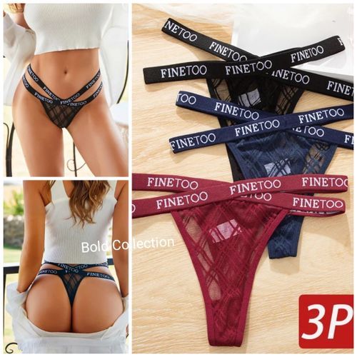 Fashion 3PCs Fine Too Pure Cotton Thong Panties Ladies Panty(Hips