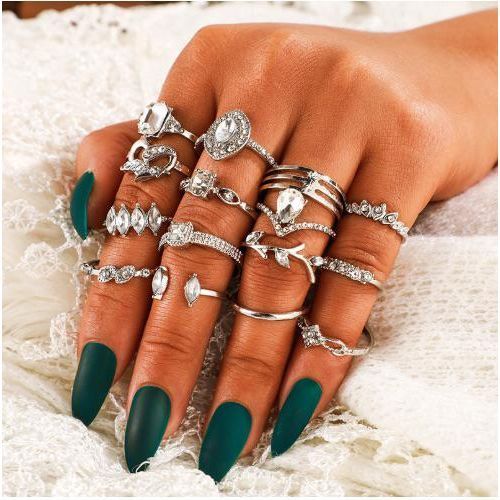 Buy Yellow Chimes Combo Boho Vintage Style Midi Finger Crystal Knuckle Rings  Set at Rs.1100 online | Jewellery online