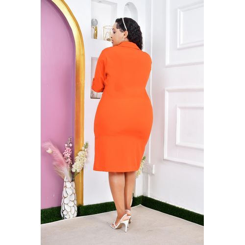 product_image_name-Fashion-Elegant Orange Shift Dress -2