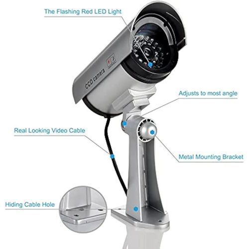 product_image_name-Generic-Dummy Security Camera, Fake CCTV Surveillance System with Realistic Red Flashing Lights -2
