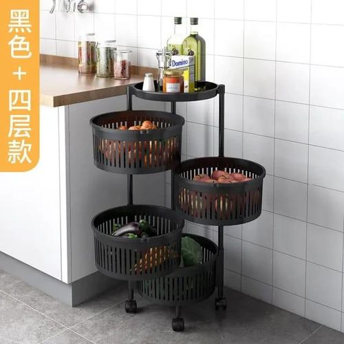product_image_name-Generic-Fruits/Kitchen Rotating Storage Rack With Wheels 4 Tier-3