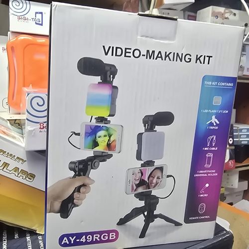 product_image_name-Generic-Ay-49 RGB Compact Video Kit for iPhone, Android, with Rechargable LED Light and Tripod Stand-3