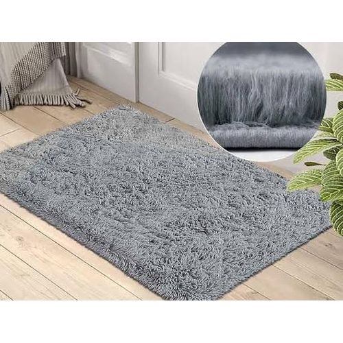 product_image_name-Generic-Fluffy Anti Skid Doormat - Grey -1