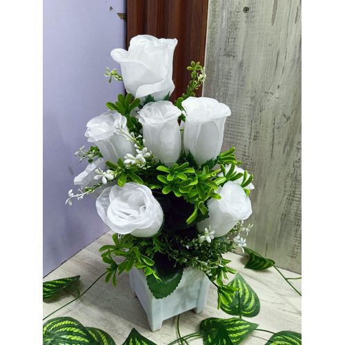 product_image_name-Decor-Nordic Table Top Artificial flowers rose- White-2