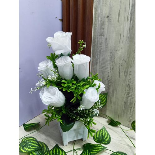 product_image_name-Decor-Nordic Table Top Artificial flowers rose- White-3
