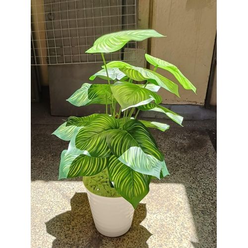 product_image_name-Generic-Artificial Stripped Flower, Decor Stones With Spiral White Bucket Vase-4