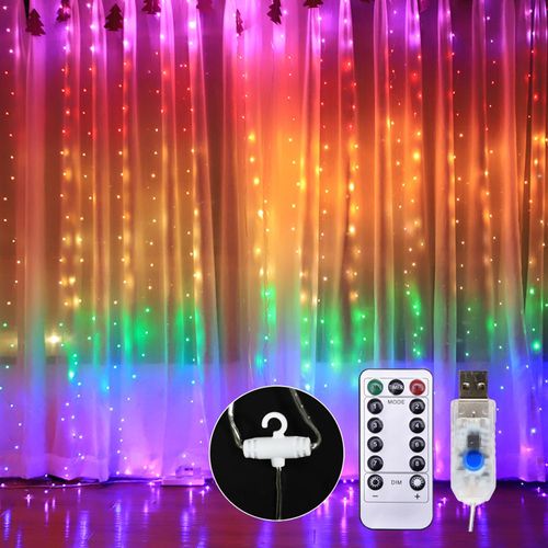 Generic 10 X 9FT 280LEDs Rainbow Curtain String Lights Colorful
