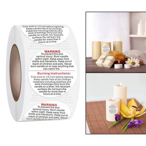 Generic 500 Melt Candle Warning Stickers Labels Safety Fo @ Best