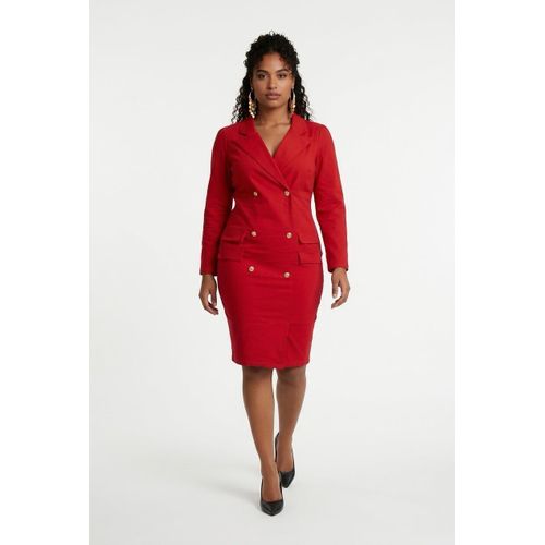 strapless open back dress Women's Plus Size Amelie Satin Midi Dress - Red main image 0