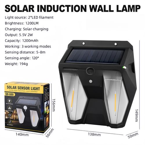 product_image_name-Generic-Outdoor Solar Wall Light - 3 Modes Motion Sensor Dual Bulb-8