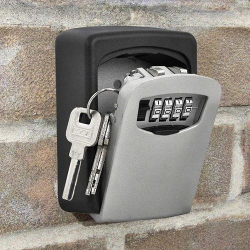 product_image_name-Generic-Key Lock Box :: Aluminum Alloy Material 4 Dial Password Key Lock Box - Grey-4