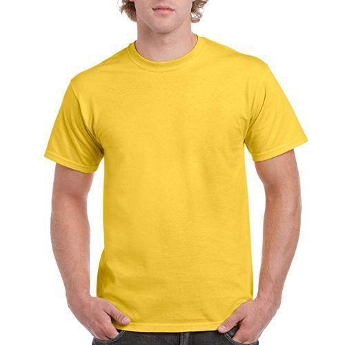 product_image_name-Fashion-Round Neck Short Sleeve T-Shirt - Yellow-1
