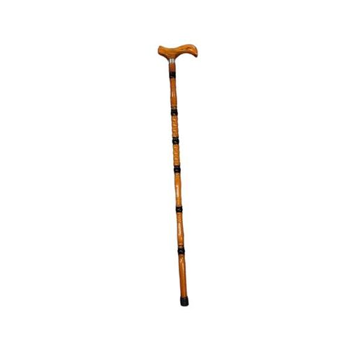 product_image_name-Health And Beauty-Handcrafted Wooden Walking Cane – Curved Handle with Black Accents-1