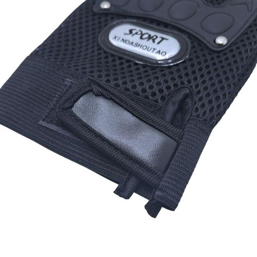 product_image_name-Fashion-Professional Breathable Half-Finger Cycling Gloves BLACK Non-Slip Wear-Resistant Motorcycle & Bike Riding Gloves with Reflective Strips Unisex Tactical Sport Gloves HG-1 Bicycle Gear Mesh Design Open-8